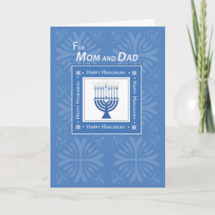 Cartes Pour Fêtes Annuelles Maman et papa Hanukkah Wishes Blue Menorah
