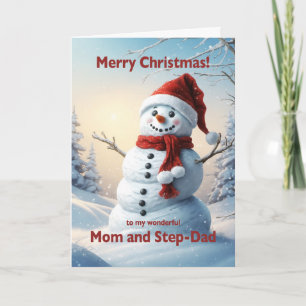 Cartes Pour Fêtes Annuelles Maman et Step Papa Noël Snowman