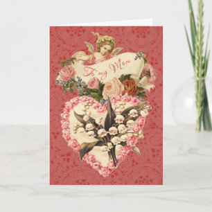 Cartes Pour Fêtes Annuelles Maman, heureuse Sainte-Valentin, ange vintage,