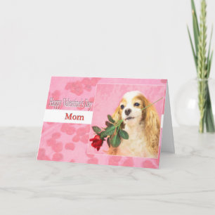 Cartes Pour Fêtes Annuelles Maman Heureuse Sainte-Valentin Avec Chien Et Rose