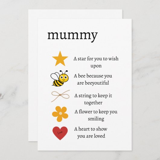 Cartes Pour Fêtes Annuelles Maman j'aime ton cadeau, jeton j'aime cadeau, appr (Devant / Derrière)