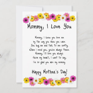 Cartes Pour Fêtes Annuelles Maman, je t'aime