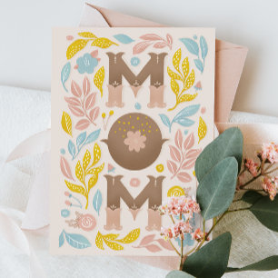 Cartes Pour Fêtes Annuelles Maman. Jolie vintage de lettres florales mères jou