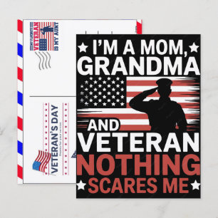 Cartes Pour Fêtes Annuelles Maman Mamie et Vétéran Rien ne me fait peur