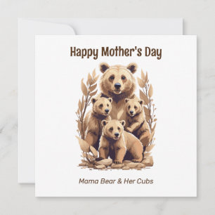 Cartes Pour Fêtes Annuelles Maman Ours Et Ses Oursons - Bonne Fête Des Mères