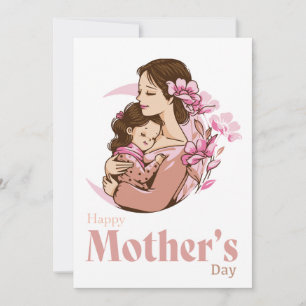 Cartes Pour Fêtes Annuelles Maman tenant sa fille bébé Fleur de Lune Fête des