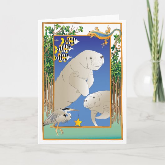 Cartes Pour Fêtes Annuelles Manatee Holiday (Devant)