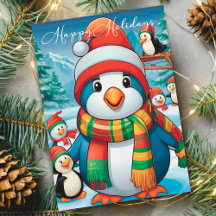 Manchot de Noël cosy avec écharpe festive