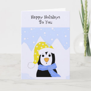 Cartes Pour Fêtes Annuelles Manchot froid