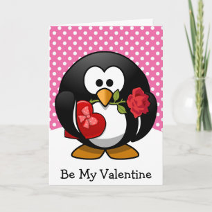 Cartes Pour Fêtes Annuelles Manchot Saint Valentin avec Cadeaux