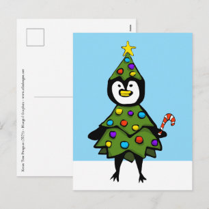 Cartes Pour Fêtes Annuelles Manchot sapin de Noël