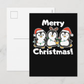 Cartes Pour Fêtes Annuelles Manchots Animaux de Noël Pingouins Mignons (Devant / Derrière)