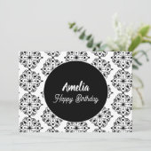 Cartes Pour Fêtes Annuelles Mandala Anniversaire Noir Blanc Couleur (Debout devant)