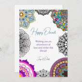 Cartes Pour Fêtes Annuelles Mandala colorée Diwali (Devant / Derrière)