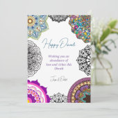 Cartes Pour Fêtes Annuelles Mandala colorée Diwali (Debout devant)