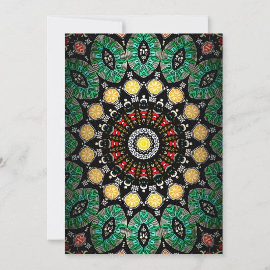 Cartes Pour Fêtes Annuelles Mandala, l'ornat de la florale verte (Devant)