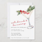 Cartes Pour Fêtes Annuelles Manger, boire et être joyeux Martini de Noël (Devant)