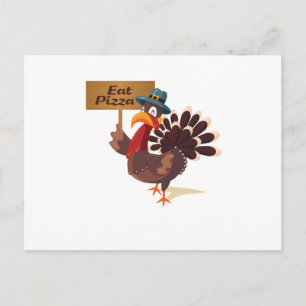 Cartes Pour Fêtes Annuelles Manger Pizza Turquie Drôle Thanksgiving