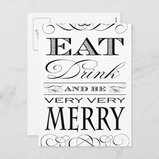 Cartes Pour Fêtes Annuelles Mangez Boire et être très Joyeux Design élégant (Devant / Derrière)