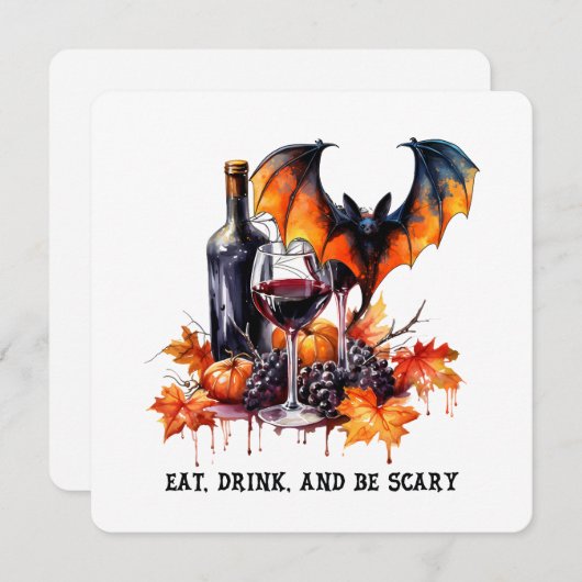 Cartes Pour Fêtes Annuelles Mangez Boire et soyez effrayant Automne Halloween (Devant / Derrière)