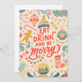 Cartes Pour Fêtes Annuelles Mangez, buvez et profitez (Devant / Derrière)