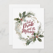 Cartes Pour Fêtes Annuelles Mangez, buvez et profitez (Devant / Derrière)