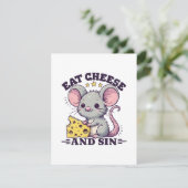 Cartes Pour Fêtes Annuelles Mangez Du Fromage Et Du Péché (Debout devant)