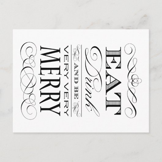 Cartes Pour Fêtes Annuelles Mangez la boisson et soyez conception élégante (Devant)