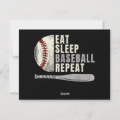 Cartes Pour Fêtes Annuelles Mangez Sleep Baseball Répéter Funny Baseball Playe (Dos)