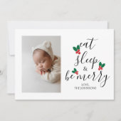 Cartes Pour Fêtes Annuelles Mangez Sommeil Soyez Joyeux Amusant Bébé Photo Noë (Devant)