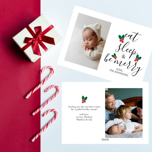 Cartes Pour Fêtes Annuelles Mangez Sommeil Soyez Joyeux Amusant Bébé Photo Noë