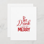 Cartes Pour Fêtes Annuelles Mangez Un Verre Et Soyez Joyeux (Devant / Derrière)