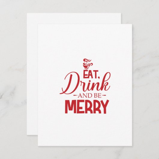 Cartes Pour Fêtes Annuelles Mangez Un Verre Et Soyez Joyeux (Devant / Derrière)