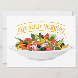 Cartes Pour Fêtes Annuelles Mangez vos Légumes Citer salade fraîche mélange bo