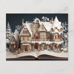 Cartes Pour Fêtes Annuelles Manoir du livre de Noël avec enfant et chien