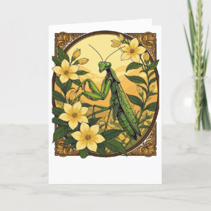 Cartes Pour Fêtes Annuelles Mantis Et Fleurs Jaunes De Jasmin