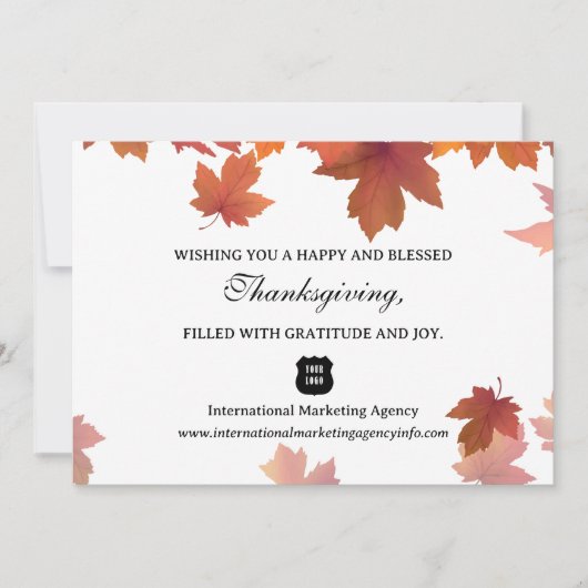 Cartes Pour Fêtes Annuelles Maple Feuille Business Company Client Thanksgiving (Devant)