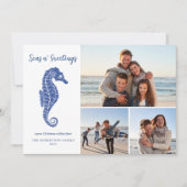 Cartes Pour Fêtes Annuelles Marais de Noël côtier Marine Bleu 3 Photo (Devant)