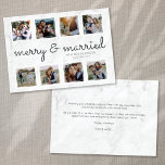 Cartes Pour Fêtes Annuelles Marble Script photo Merry & Married<br><div class="desc">Envoyer l'amour à la famille et aux amis avec cette carte de vacances photo.</div>