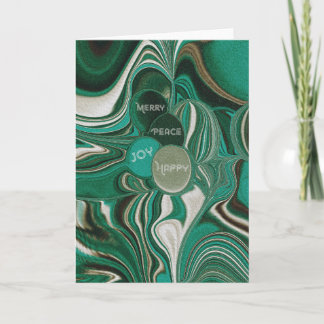 Cartes Pour Fêtes Annuelles Marbleized Green Teal Folded Holiday Card