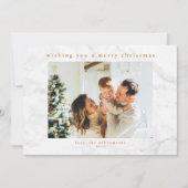 Cartes Pour Fêtes Annuelles Marbre blanc gris deux photos Noël horizontal (Devant)