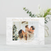 Cartes Pour Fêtes Annuelles Marbre blanc gris deux photos Noël horizontal (Debout devant)