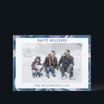 Cartes Pour Fêtes Annuelles Marbre bleu abstrait tourbillonnant Photo personna<br><div class="desc">Carte de vacances avec photo personnalisée Marbre bleu abstrait tourbillonnant élégante</div>