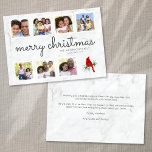 Cartes Pour Fêtes Annuelles Marbre Cardinal Script Photo Collage Noël<br><div class="desc">Envoyer l'amour à la famille et aux amis avec cette carte de vacances photo.</div>