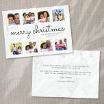 Cartes Pour Fêtes Annuelles Marbre Script Photo Collage Noël<br><div class="desc">Envoyer l'amour à la famille et aux amis avec cette carte de vacances photo.</div>