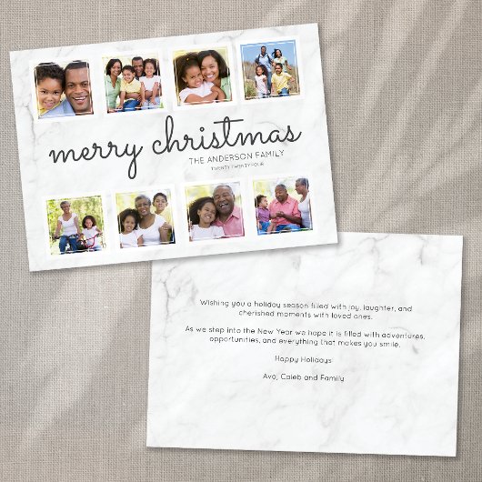 Cartes Pour Fêtes Annuelles Marbre Script Photo Collage Noël