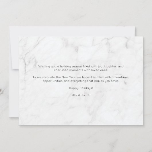 Cartes Pour Fêtes Annuelles Marbre Script Photo Joyeux & Mariés (Dos)