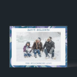 Cartes Pour Fêtes Annuelles Marbre tourbillonnant bleu abstrait Photo personna<br><div class="desc">Marbre tourbillonnant bleu abstrait Carte de vacances photo personnalisée élégante</div>