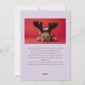 Cartes Pour Fêtes Annuelles Marche à travers la photo de chien d'hiver violet (Dos)