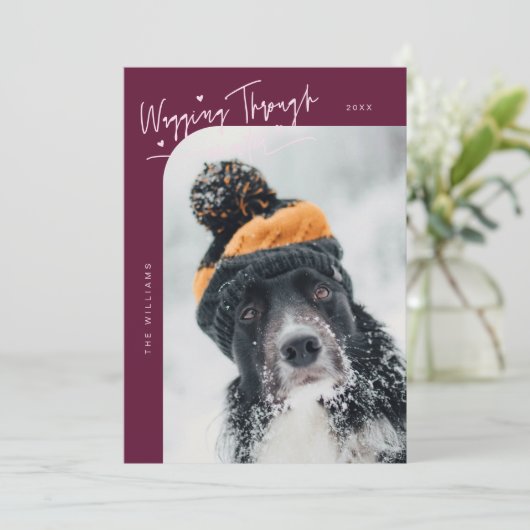 Cartes Pour Fêtes Annuelles Marche à travers l'hiver canneberge de chien Noël (Debout devant)